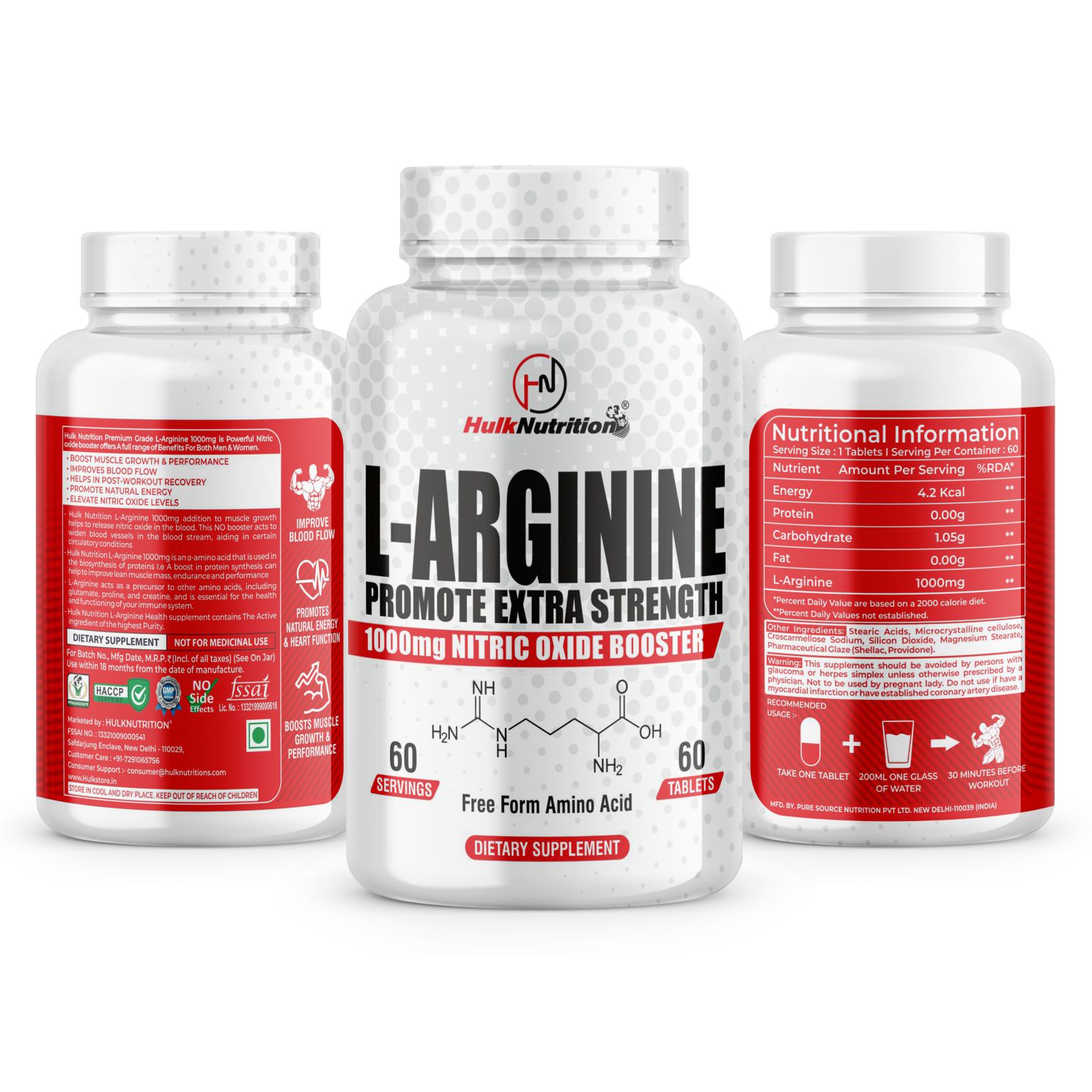 L Arginine 1000mg for Women & Man 60 Tablets Hulk Store