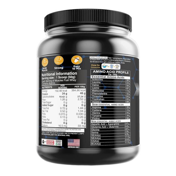 Muscles Fuel Whey Protein Powder with T-Shirt - Image 2