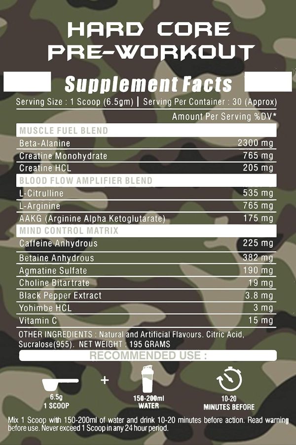 Hardcore Pre workout Bcaa Eaa Creatine L Arginine