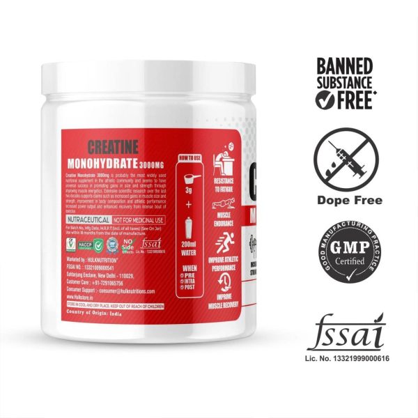 Hulk Nutrition Creatine Monohydrate Powder for Men & Women [50 Servings] with Shaker - Image 5