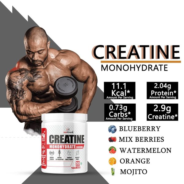 Hulk Nutrition Creatine Monohydrate Powder for Men & Women [50 Servings] with Shaker - Image 2